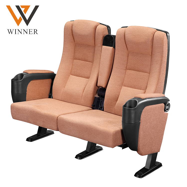 modern 3d 4d 5d two Metal cinema seat brown folded auditorium push back theater chair with cup holder