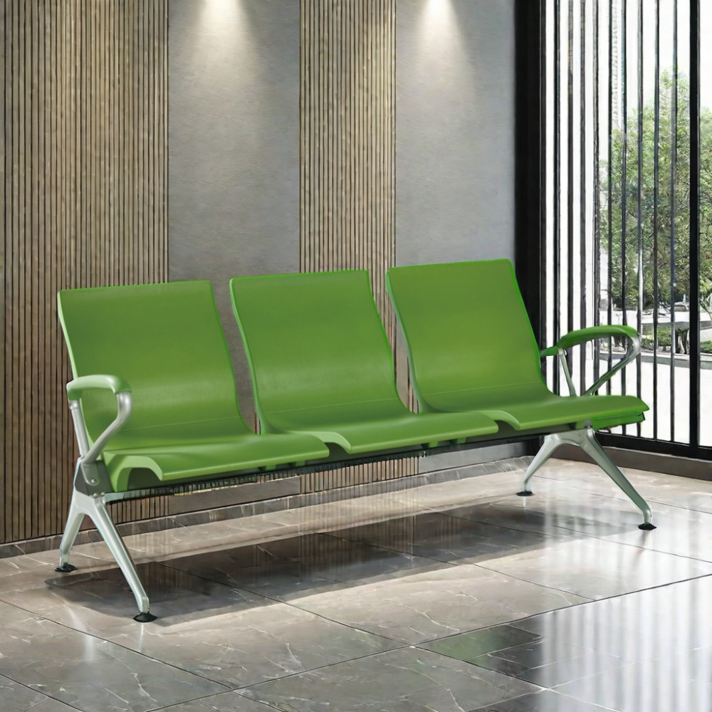 Waiting Seat Customers Airport Office Reception Salon Bench Chair 3-Seat PU Leather Cushion