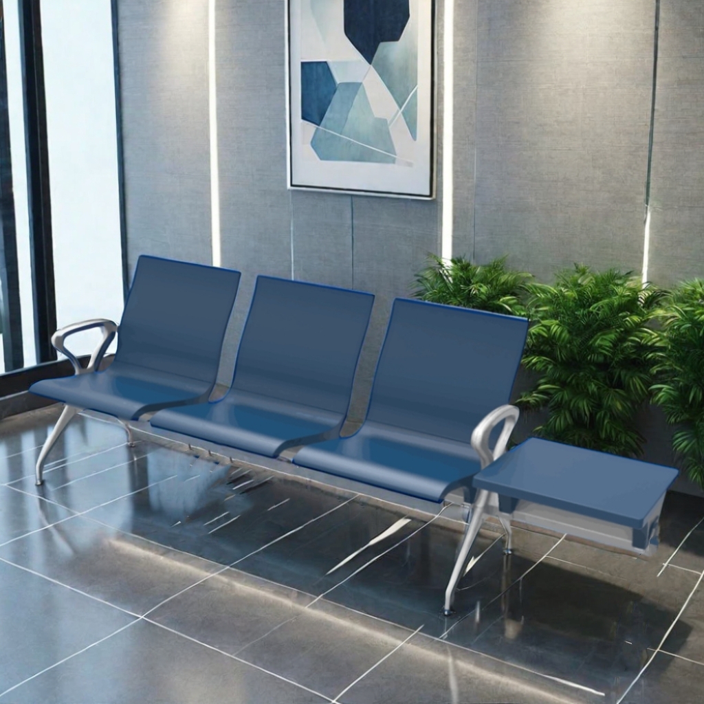 Factory direct stainless steel waiting chairs reinforced and thickened public seats airport PU waiting chair with table