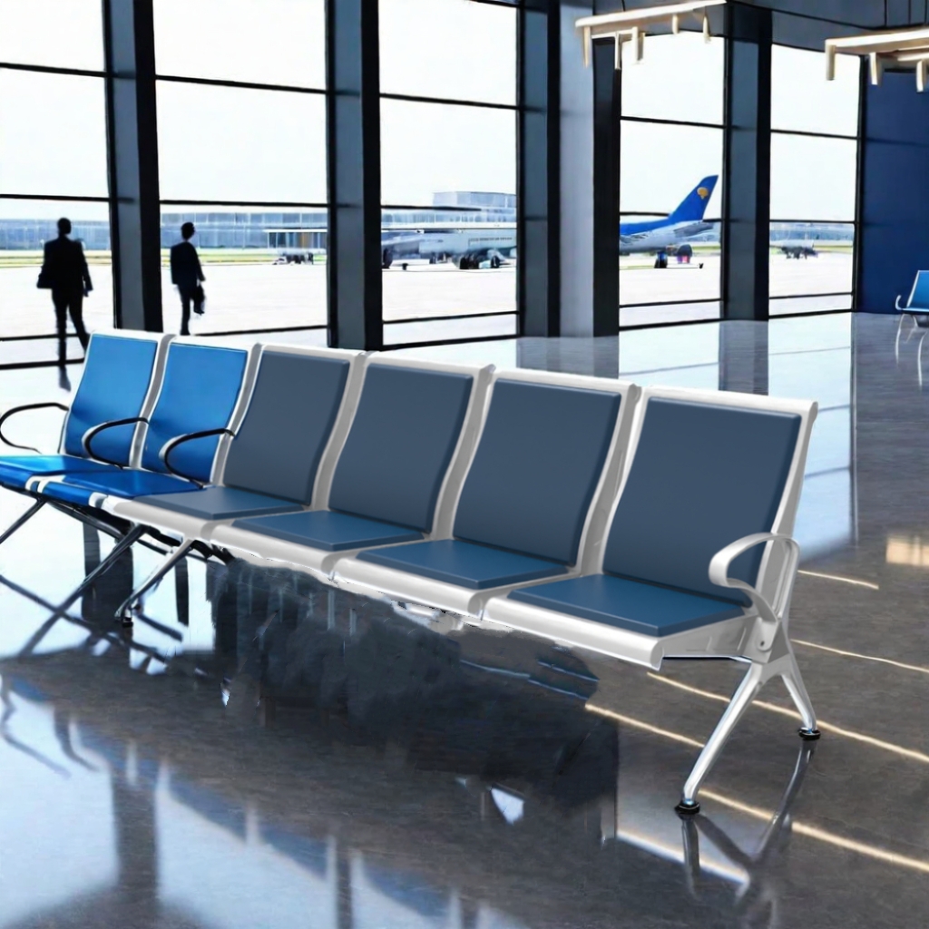 Airport Waiting Room Chairs Hospital Reception Area 4 Seater Public Bench PU Seating